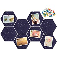 Xinzistar 8 x tablones de corcho con chinchetas- hexagonal- pizarra de corcho autoadhesiva- paneles de pared- para…